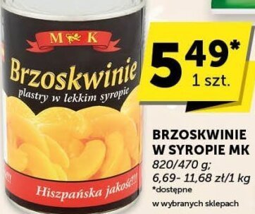 Brzoskwinie w syropie MK promocja w Euro Sklep