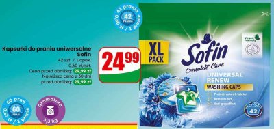 Kapsułki do prania uniwersalne Sofin Complete Care promocja w Dino