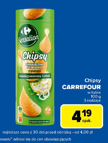 Chipsy o smaku kwaśnej śmietany i cebulki tubie promocja w Carrefour Express