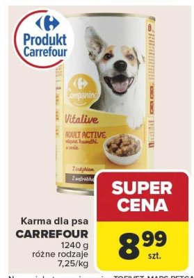 Karma dla psa Carrefour Adult Active różne rodzaje 1240g promocja w Carrefour