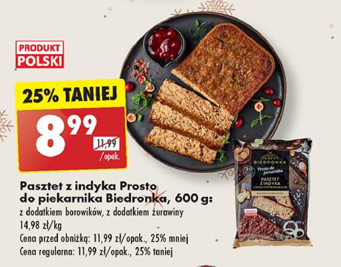 Pasztet z indyka z żurawiną Biedronka prosto do piekarnika promocja