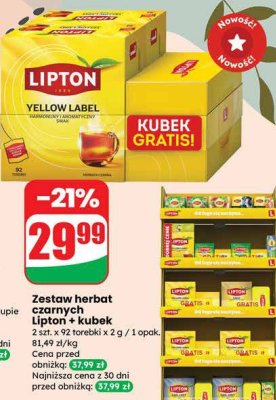 Zestaw herbat czarnych Lipton + kubek promocja w Dino