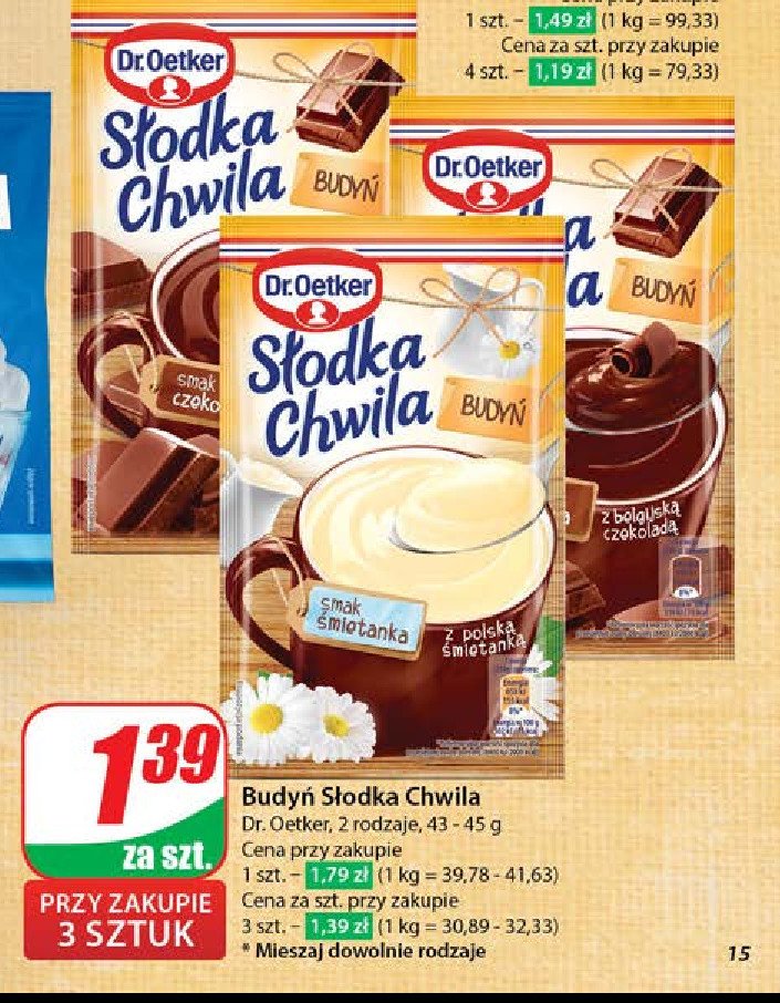 Budyń czekoladowy Dr. oetker słodka chwila promocja w Dino