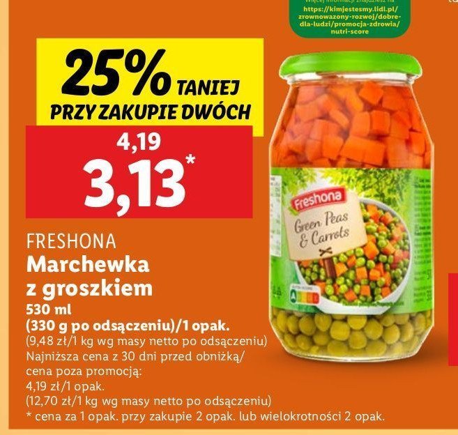 Marchewka z groszkiem Freshona promocja