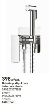 Bateria podtynkowa bidetowa Harris 5902273571896 czarna promocja w Castorama
