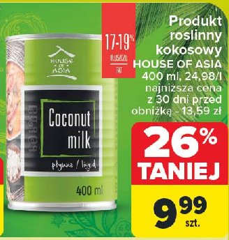 Mleczko kokosowe 17-19% House of asia promocja