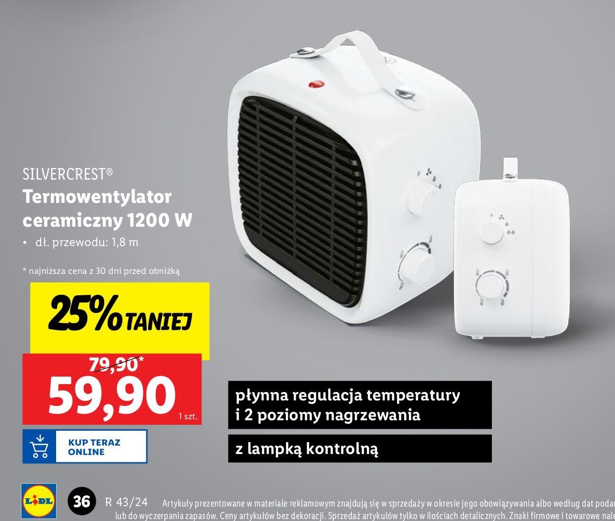 Termowentylator 700w/ 1200w Silvercrest promocja