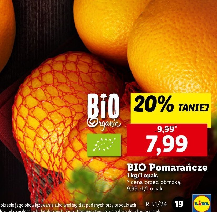 Pomarańcze bio Bio organic promocja w Lidl