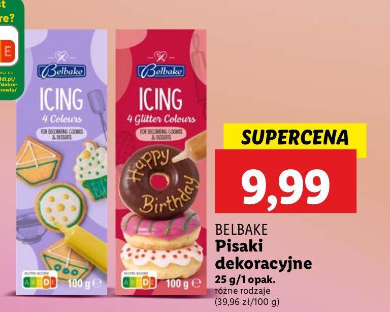 Pisaki cukrowe brokatowe Belbake promocja