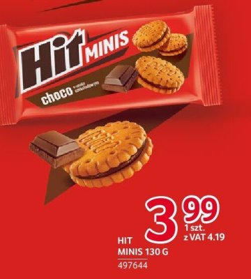 Ciastka Hit Minis choco 130 g promocja w Selgros