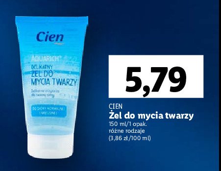 Żel do mycia twarzy Cien aqua rich promocja