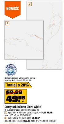 Płytka Gresy szkliwione Giore white wym. 59,8 x 59,8 cm promocja w OBI