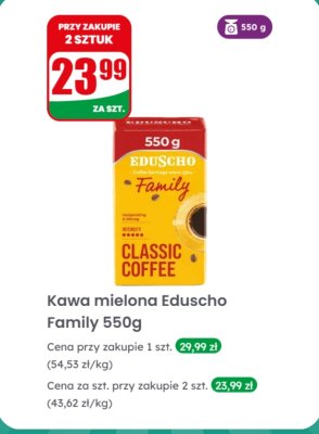 Kawa mielona Family 550g promocja w Dino