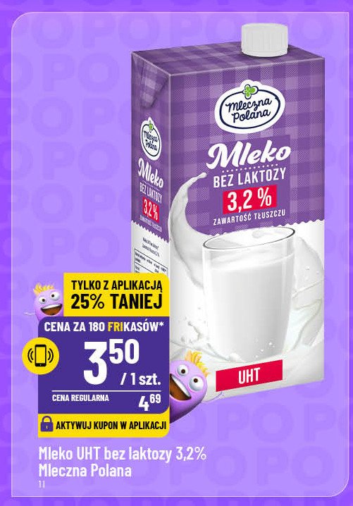 Mleko 3.2% bez laktozy Mleczna polana promocja w POLOmarket