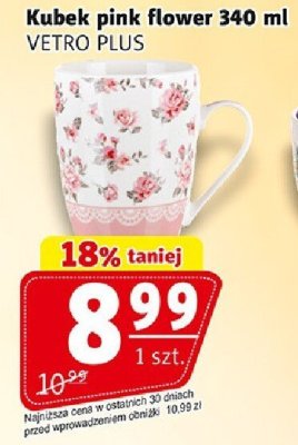 Kubek pink flower 340 ml VETRO PLUS promocja w Prim Market