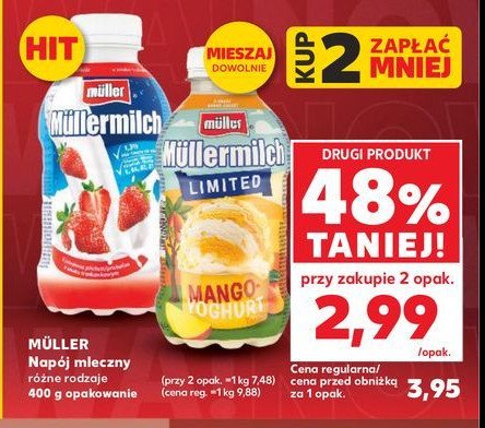 Napój mleczny truskawkowy Mullermilk promocja w Kaufland