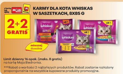 Karmy dla kota Whiskas w saszetkach, 8x85 g promocja w Biedronka
