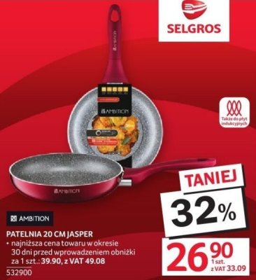 Patelnia AMBITION 20 cm JASPER promocja w Selgros