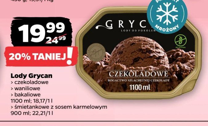 Lody śmietankowe z sosem karmelowym Grycan promocja w Netto