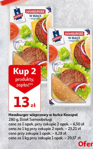 Hamburger wieprzowy w bułce Konspol promocja w Auchan