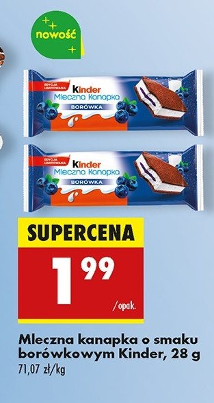 Baton borówka Kinder mleczna kanapka promocja w Biedronka