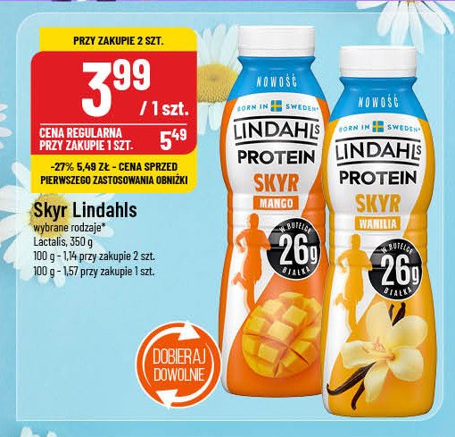 Jogurt skyr mango Lindahls protein promocja w POLOmarket