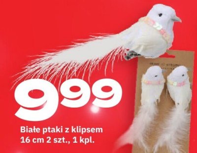 Dekoracja białe ptaki z klipsem 16 cm promocja w Twój Market