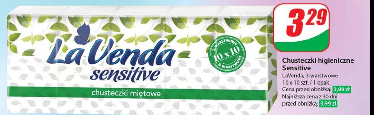 Chusteczki sensitive Lavenda promocja w Dino