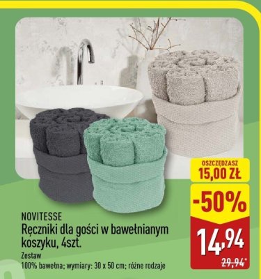 Ręczniki dla gości w bawełnianym koszyku, 4szt. promocja w Aldi
