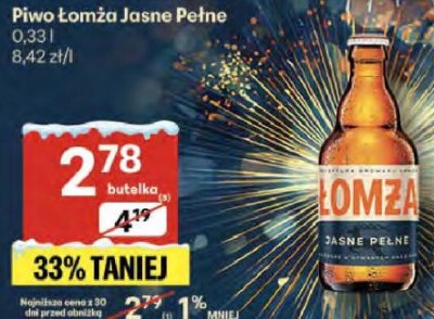 Piwo Łomża Jasne Pełne promocja w Delikatesy Centrum