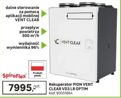 Rekuperator PION VENT CLEAR VD3 LR OPTIM promocja w Leroy Merlin