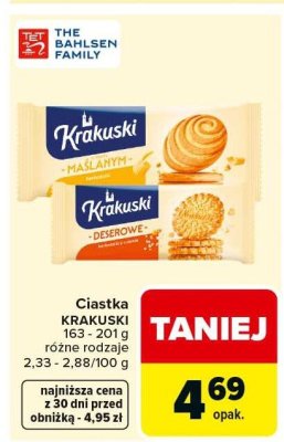 Ciastka Krakuski maślane, deserowe 163-201g różne rodzaje promocja w Carrefour Market