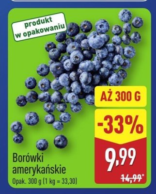 Borówki amerykańskie 300 g promocja w Aldi