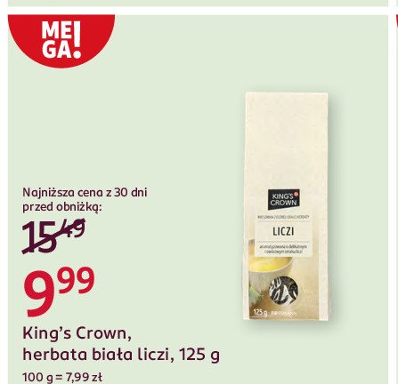 Herbata biała lychee Kings crown promocja w Rossmann