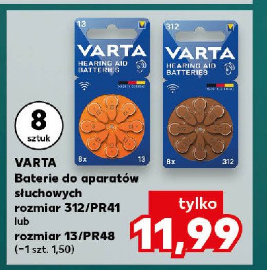 Baterie do aparatów słuchowych 13/pr48 Varta promocja w Kaufland