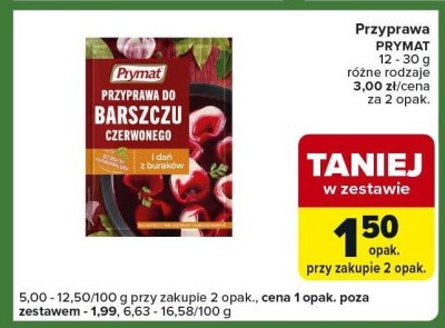 Przyprawa PRYMAT do barszczu czerwonego 12 - 30 g promocja w Carrefour Express