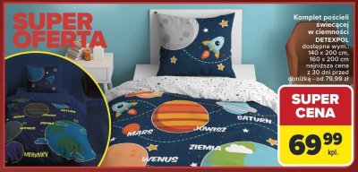 Komplet pościeli świecącej w ciemności DETEXPOL dostępne wym.: 140 x 200 cm, 160 x 200 cm promocja w Carrefour