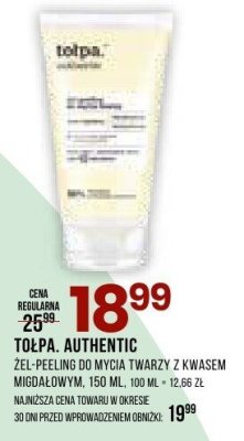 Żel-peeling do mycia twarzy Tołpa Authentic promocja w Drogerie Natura