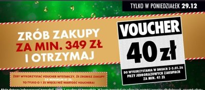 Voucher 40 zł - przy zakupach za min. 349 zł promocja w Biedronka