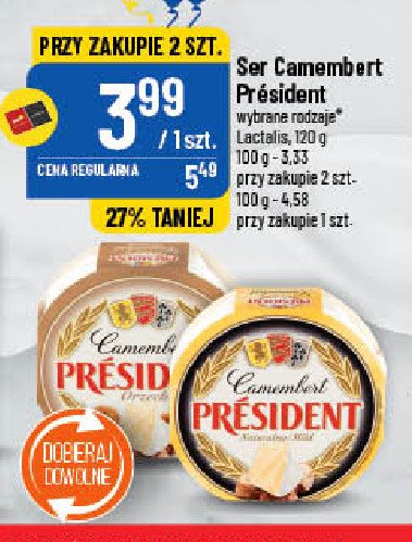 Ser pleśniowy camembert naturalny President promocje