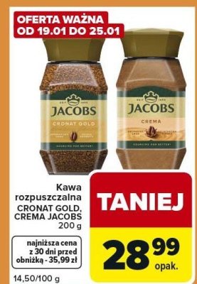 Kawa rozpuszczalna JACOBS CRONAT GOLD, CREMA różne rodzaje promocja w Carrefour Express