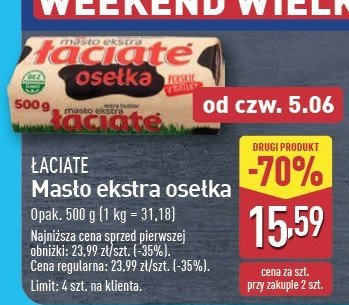 Masło osełka Łaciate promocja w Aldi