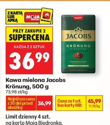 Kawa mielona Jacobs Krönung, 500 g promocja w Biedronka