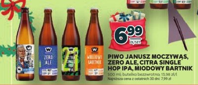 Piwo Janusz Moczywas, zero ale, citra single hop IPA, miodowy bartnik promocja w Stokrotka