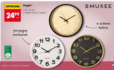 Zegar różne wzory i kolory promocja w Biedronka