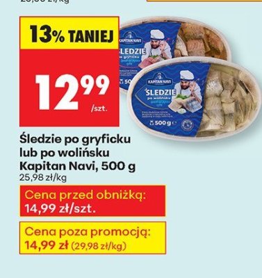 Śledzie po gryficku lub po kaszubsku Kapitan Navi, 500 g promocja w Biedronka