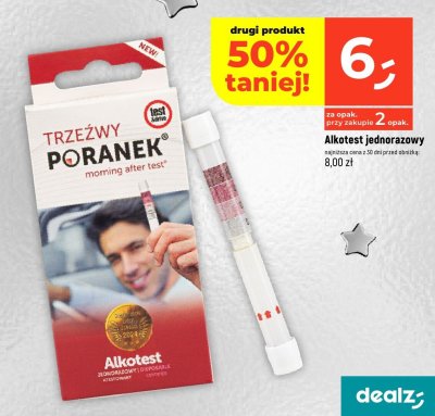 Alkotest jednorazowy TRZEŹWY PORANEK promocja w Dealz