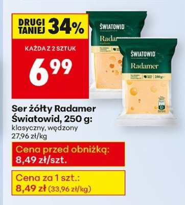 Ser żółty Radamer Światowid, 250 g wędzony promocja w Biedronka