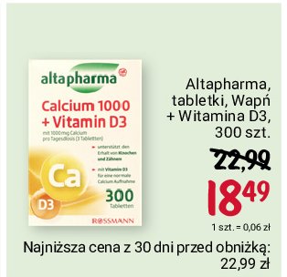 Wap艅 + witamina d3 Altapharma promocja