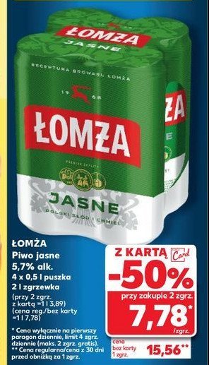 Piwo Łomża jasne promocja w Kaufland